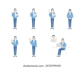 Vector illustration set of female customer service operators.