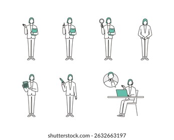 Vector illustration set of female customer service operators.