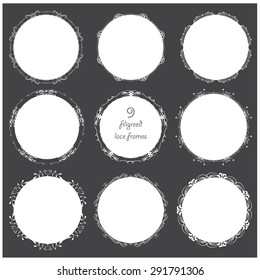 Vector illustration of a set of filigreed blank frames for your art and design