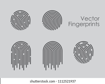 Vector illustration set of fingerprint icons on grey background EPS10