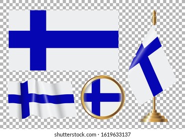 Vector illustration of a set of Finnish flags. Isolated image of flags.