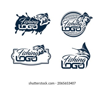 Un conjunto de ilustraciones vectoriales de diseño del logotipo de pesca vectorial