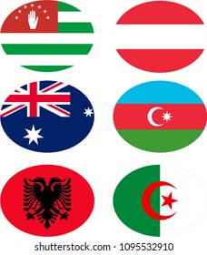 Vector illustration set of flags with names.