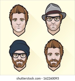 Vector Illustration of Set of flat design men's portraits.