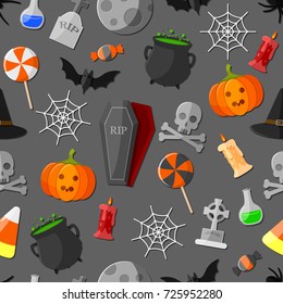 Vector illustration of Set of flat halloween icons