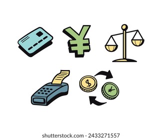 Vector illustration of a set of flat line icons related to money, credit card, payment terminal.