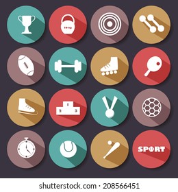 Vector illustration of a set of flat sports icons