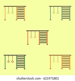 Vector illustration set in flat style park playground equipment rings
