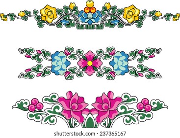 Vector illustration of set of floral ornament for design