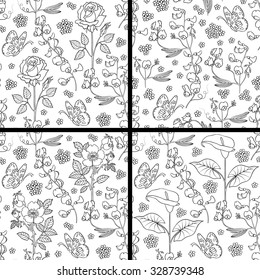 Vector illustration of set of floral patterns.Floral backgrounds