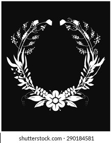 Vector illustration of a set of flower decorations for wedding invitation and other designs, in black and white graphic style