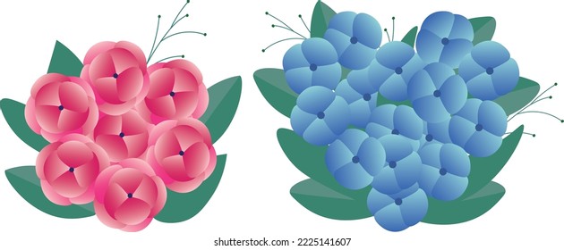 Vector illustration set with flowers. 