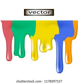 Vector illustration set of flowing mixed color paint isolated on white background