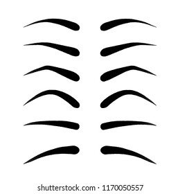 Vector illustration of set of fluffy eyebrows