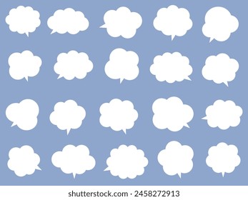 Vector illustration set of fluffy speech bubbles.  Speech balloon, frame, frame, stylish, cloud