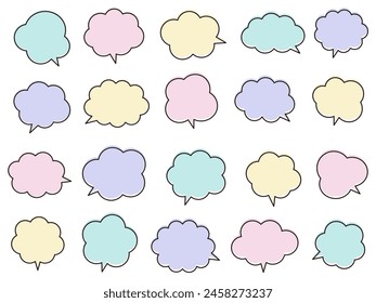 Vector illustration set of fluffy speech bubbles.  Speech balloon, frame, frame, stylish, cloud