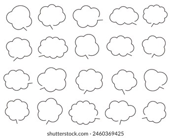 Vector illustration set of fluffy speech bubbles.  Speech balloon, frame, frame, stylish, cloud