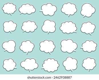 Vector illustration set of fluffy speech bubbles.  Speech balloon, frame, frame, stylish, cloud