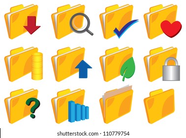 Vector illustration of a set of Folder with icons