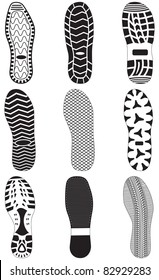 Vector illustration set of footprints. All vector objects are isolated and grouped. Colors and transparent background color are easy to customize.