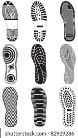 Vector illustration set of footprints. All vector objects are isolated and grouped. Colors and transparent background color are easy to customize.