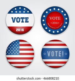 Vector Illustration of a set of four 2016 election buttons.