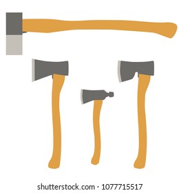 Vector illustration of a set of four axes on a white background