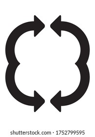 Ilustración vectorial del conjunto de cuatro flechas negras icono sobre fondo blanco