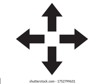 Vector illustration of set of Four Black arrows icons on white background