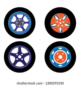 Vector illustration set of four car rims