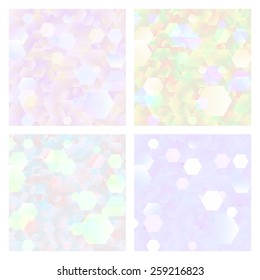 Vector illustration: set of four glittering light confetti backgrounds