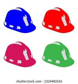 Vector illustration set of four hard hats