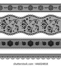 vector illustration set four openwork lace ribbons thin and wide