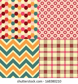 Vector illustration Set of Four Seamless Retro Textures