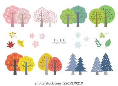 Vector illustration set of four seasons trees