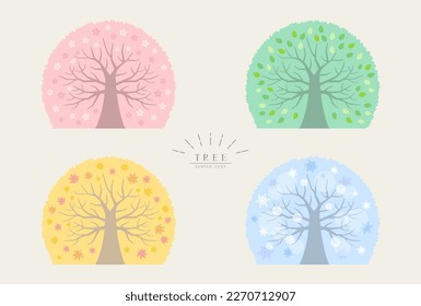 Vector illustration set of four seasons big tree