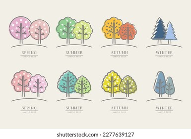 Ilustración vectorial del árbol de cuatro estaciones