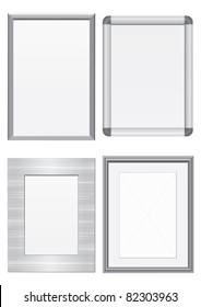 Vector illustration set of frames with metal texture. All vector objects are isolated and grouped. Colors and transparent background color are easy to customize.