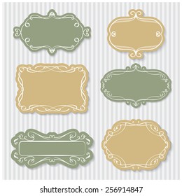 Vector illustration of a set of frames in romantic style, pastel colors