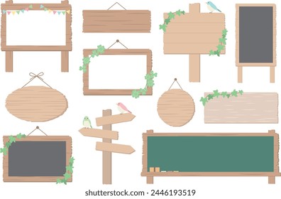 Vector illustration set of frames for wooden signboards, guides, blackboards, etc.