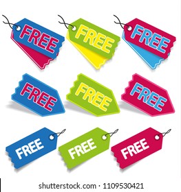 Vector illustration Set of free stickers, tags, buttons and icons for websites
