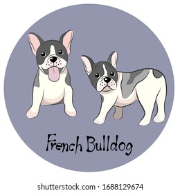 Vector illustration set of French Bulldog in different poses.