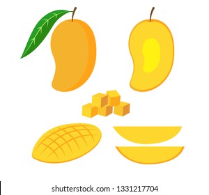 Vector illustration of set fresh mango isolated on white background