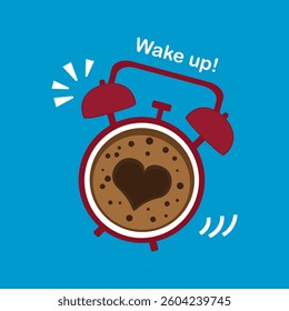 Vector illustration set of freshly roasted and ground coffee drinks, aromatic coffee, coffee cup, alarm clock, minimalist style graphics, isolated on background for food, drinks and coffee shop design