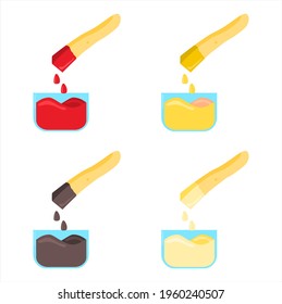 Vector illustration set of fries dipped in ketchup, restaurant theme and snacks, perfect for advertising of food products