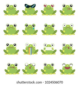 Vector illustration set of frog emoticons