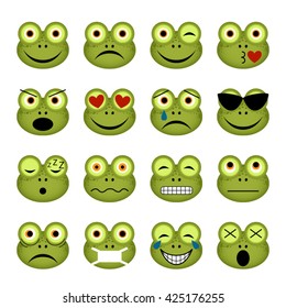 vector illustration set of frog emoticons 