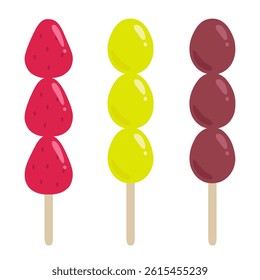 Vector illustration set of fruit candy. Ingredients, fruits, food stalls, summer festival