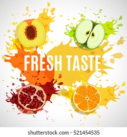 Vector illustration. The set of fruit. Fresh taste