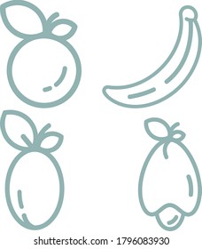 vector illustration of a set of fruit icons